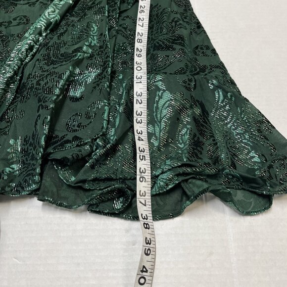 Nanette Lepore Dress Womens 8 Green Floral Burnout Velvet Faux Wrap Ruffle Party - Picture 7 of 9